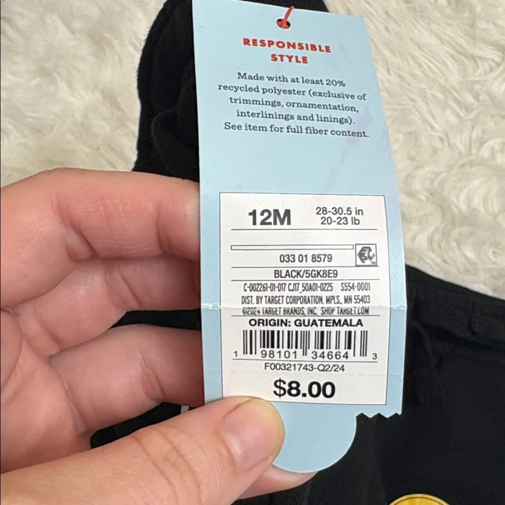 NWT Cat & Jack Black Size 12M Jogger Pants Easy On Easy Off